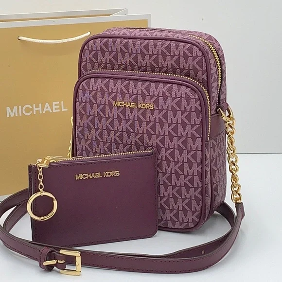 MICHAEL KORS Jet Set Travel Medium Logo Crossbody Bag & Small Coinpouch ID card - Picture 4 of 16